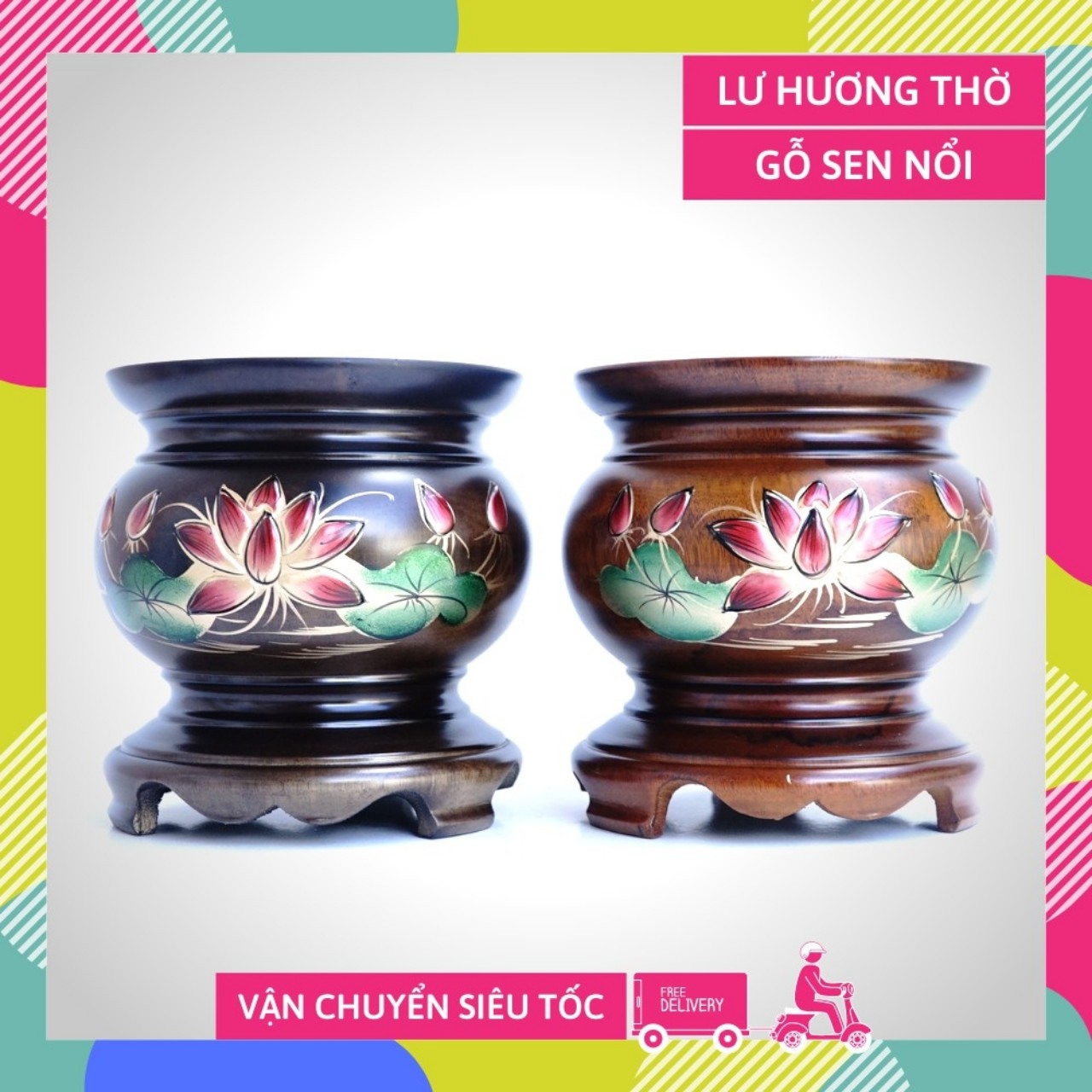 Bát nhang gỗ cao cấp ngang 13cm