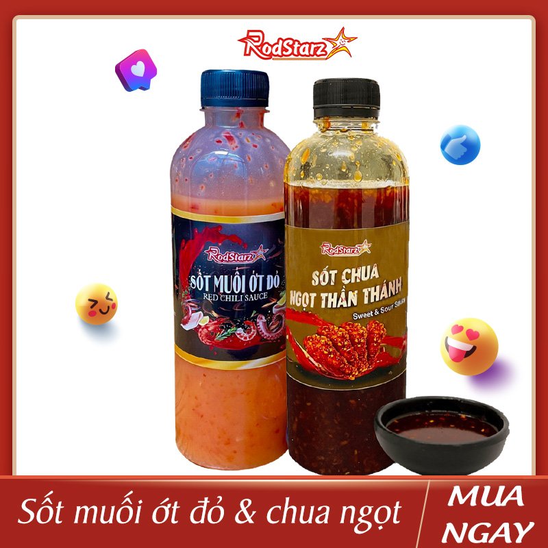 COMBO nước chấm muối ớt Đỏ và sốt chua Ngọt Rodstarz sa tế thơm thumbnail