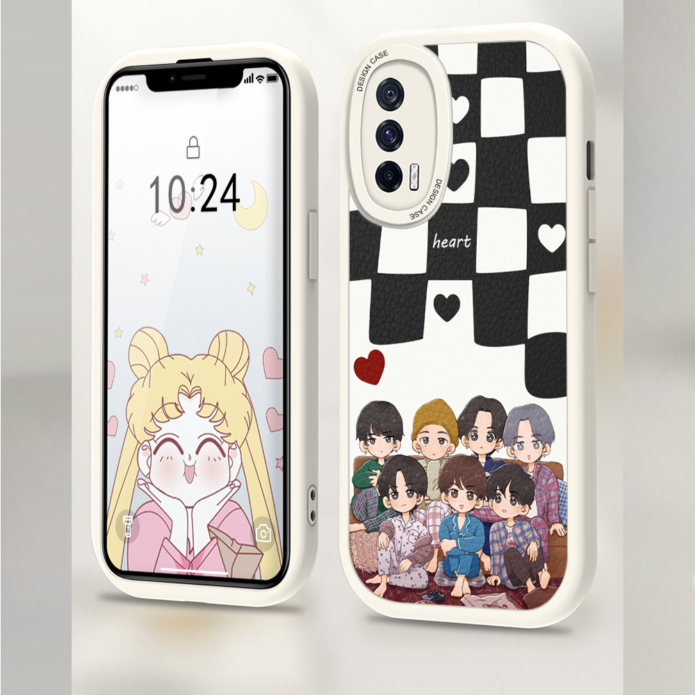 Jizetin Leather Case For iPhone 14 Plus iPhone 14 iPhone 14 Pro iPhone 14 Pro Max Slim Popular Korea Boy Group BTS Leather Back Casing PU Leather Cover Phone Case