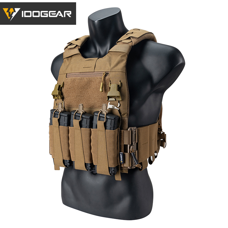 Idogear tactical fcsk 3.0ex plate carrier molle lightweight tactical vest+front flap for 556 mag+ferro vest shoulder pads
