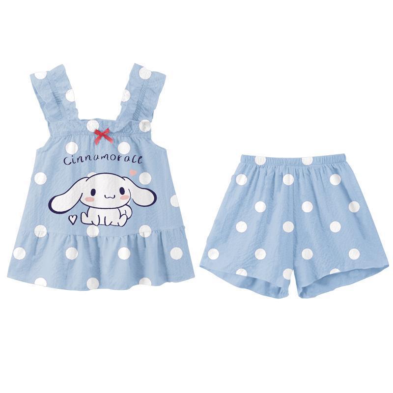 Sleepwear Sanrio Pyjamas Summer Ice Silk Pyjamas Cool Home Wear Girls Girls Short Strap Set