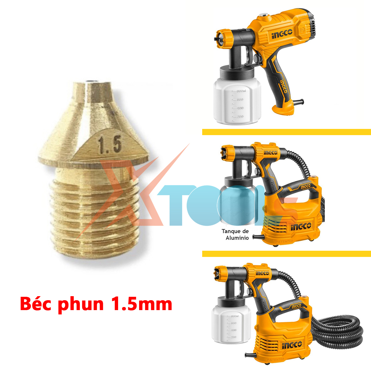 Ingco spg3508 450W 220V portable electric paint sprayer 1.5mm multifunctional electric paint spray gun capacity 800ml Pu paint, water painting,...