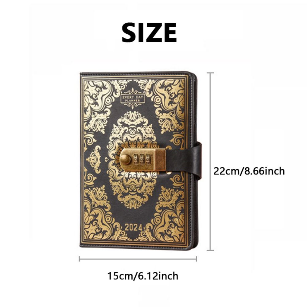 MMLUCK Password Locking 2024 Combination Lock Journal A5 Ruled Lined Paper Combination Lock Secret Diary Elegant General Memory Book Password Schedule Planner Secrets Writing