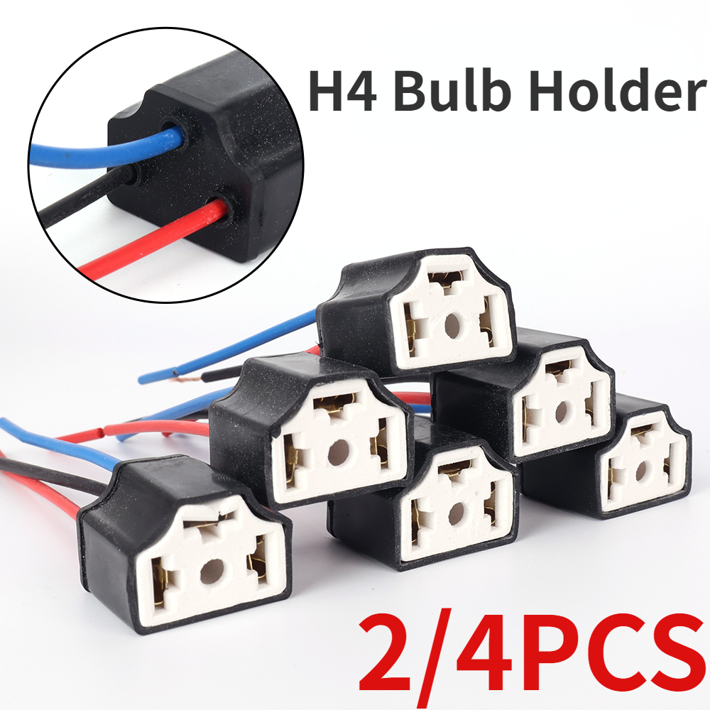 2/4pcs Car H4 Headlight 3-hole Lamp Holder Car Headlight Bulb Connector Lighting Assemblies