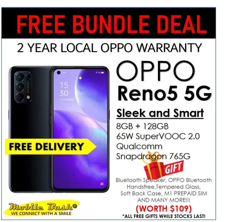 Oppo Reno 5 5g Free Bundle Worth 109 Local Sg 2year Warranty Lazada Singapore
