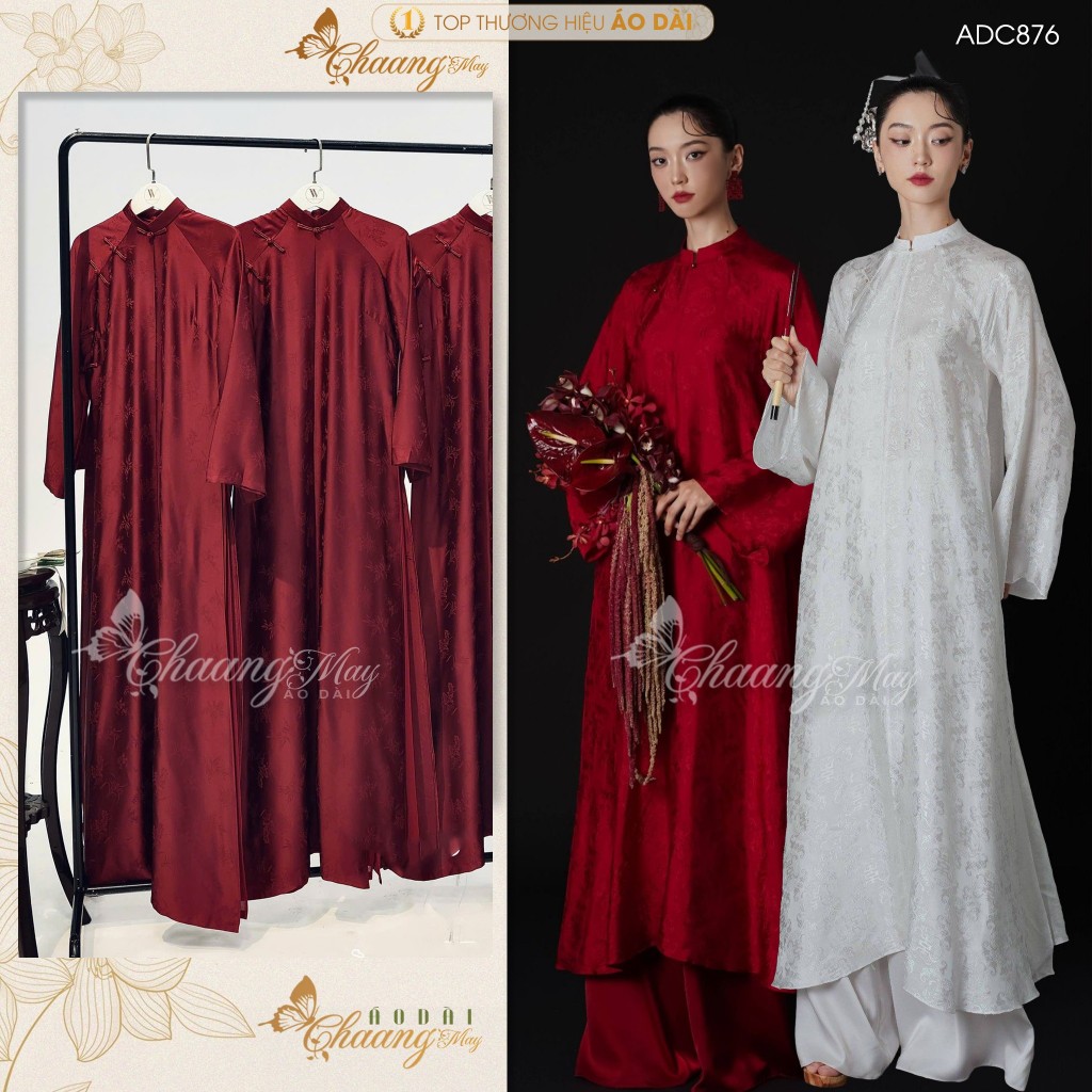 Áo dài cách tân nữ Trúc Loan dáng suông cổ phục Việt ADC876 may sẵn gấm cô dâu dự tiệc cưới lễ tết