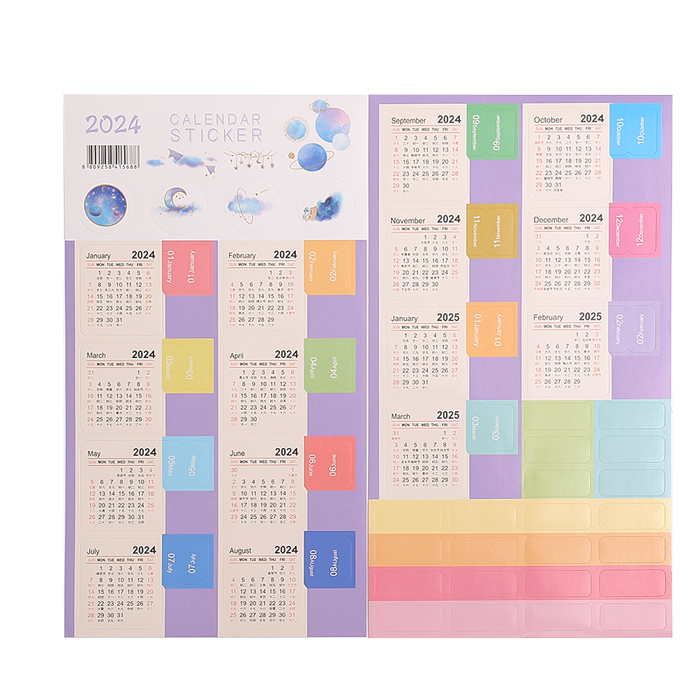 2024 Calendar Sticker Set Notepad Cute Decals Index Stickers Label Stickers
