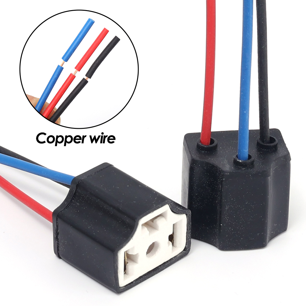 2/4pcs Car H4 Headlight 3-hole Lamp Holder Car Headlight Bulb Connector Lighting Assemblies