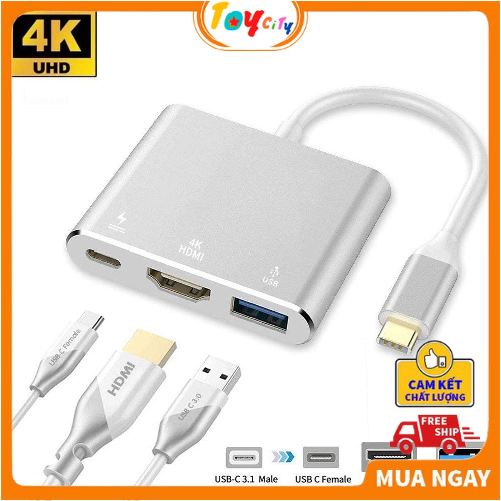 Bộ chuyển đổi USB Type-C đến USB-C, 4K HDMI, USB 3.0 - TOYCITY
