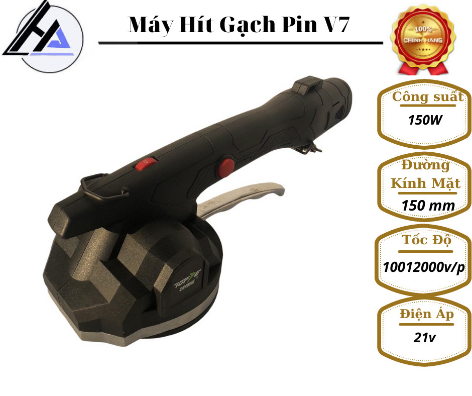 Máy Ốp Rung Lát Gạch 2 chức năng TOPVEL V7 dùng pin-Đầm rung và hít gạch