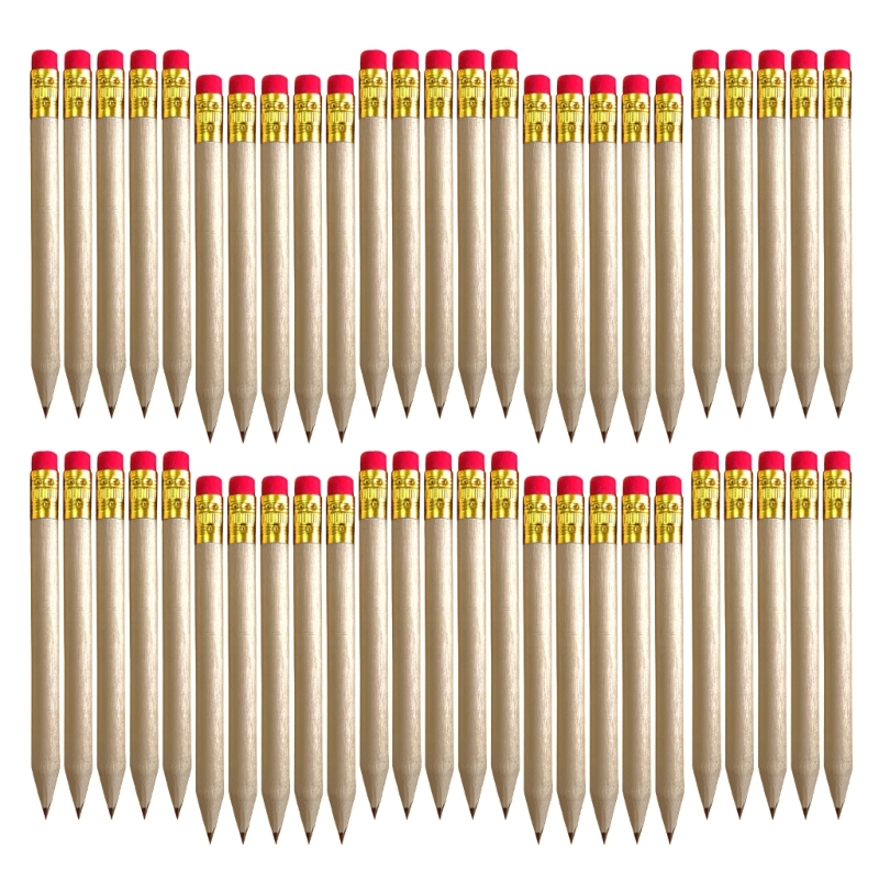 50 Pieces Small Golf Pencils with Rubbers Half Pencils Mini Pencils Mini Golf Pocket Pencils for Writing Drawing Wedding