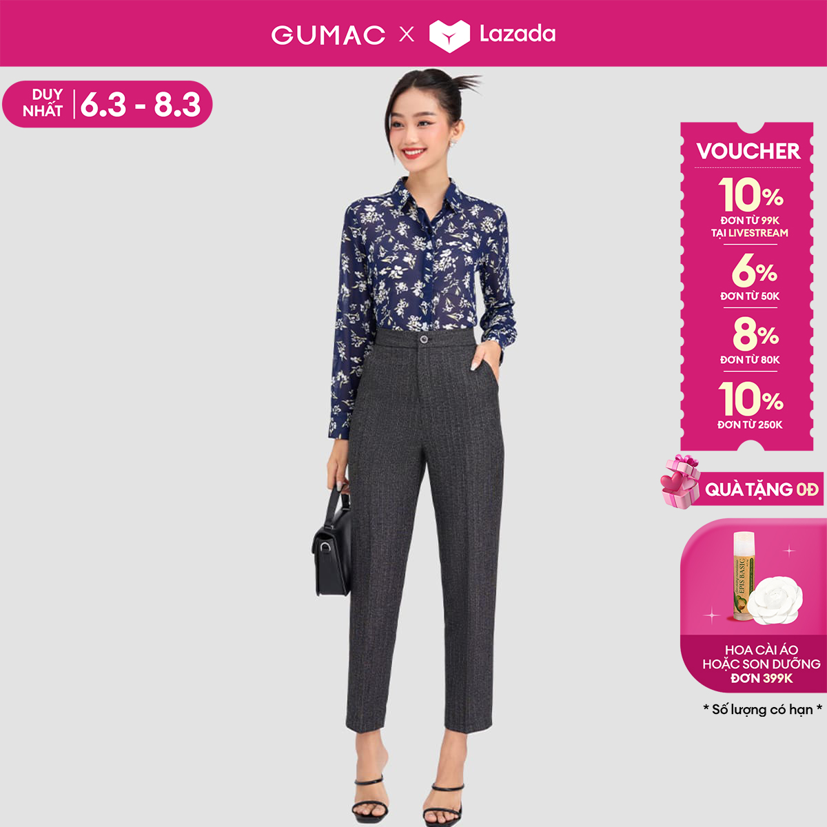 [15 - 17.6 |Voucher 8-15%] Quần tây nữ cơ bản GUMAC QD03054