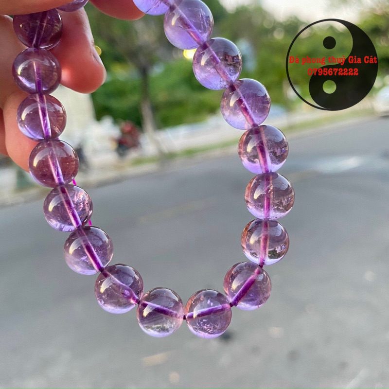 Vòng tay đá thach anh tím trong lavender 5a siêu vip kiểm định