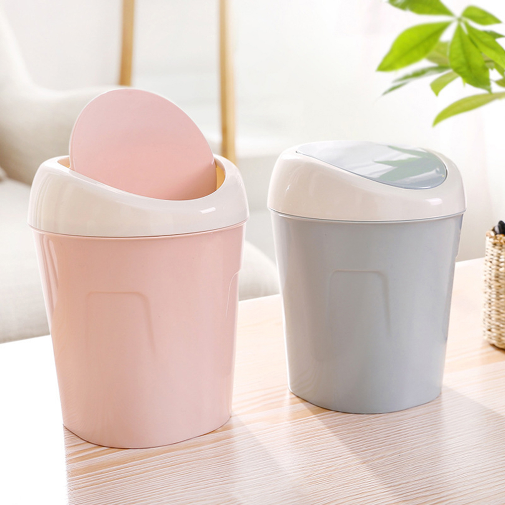 Desktop Mini Flip Lid Home Living Room Bedside Trash Can Garbage Dust Bin Holder