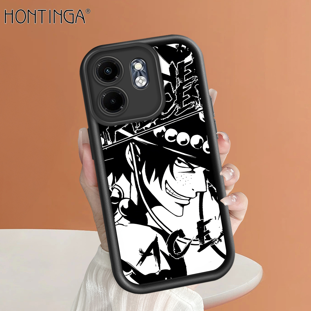 Hontinga for Infinix Smart 9 Hot 50i Back Cover Anime Luffy Pattern Case Ladder Soft Rubber Mobile Phone Cover. 
