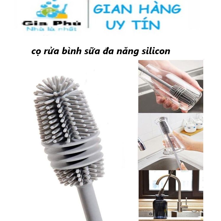 ( SILICON ĐA NĂNG ) Cây dụng cụ cọ rửa bình sữa ly cốc đa năng Gia Phú