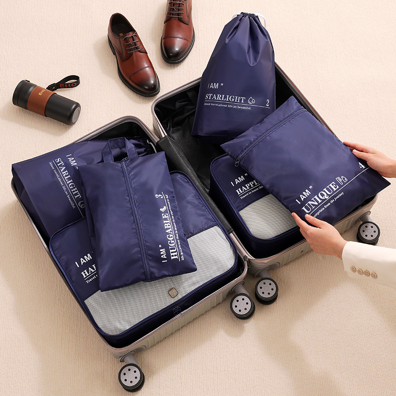 ZUOGUAN Twill dry and wet separate storage six piece set of clothing sorting and storage bag, luggage storage set, six piece set of storage bag