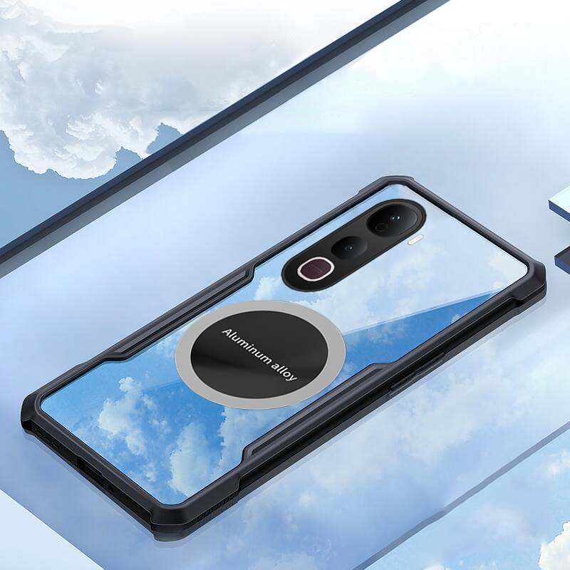 For Vivo Y400 Phone Case Ultra Thin Clear Transparent Car Navigation Matel Radiating Ring Soft Air Cushion Shockproof Armor Cover for Vivo Y400 Cover Casing HP