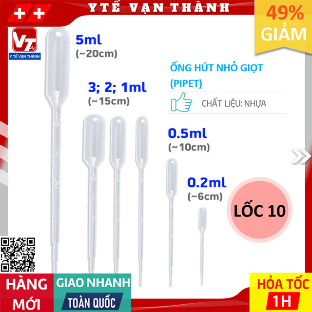 ✅ ống hút nhỏ giọt nhựa | 0.2ml, 0.5ml, 1ml, 2ml, 3ml, 5ml, 10ml -vt0263 - y tế vạn thành