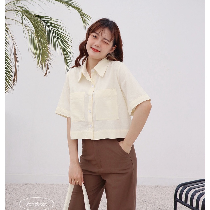 [Nhập LAZLOOK99 GIẢM 100K/500K] Áo sơ mi dáng lửng vải linen - Linen Pocket Shirt - ufo.thebasic