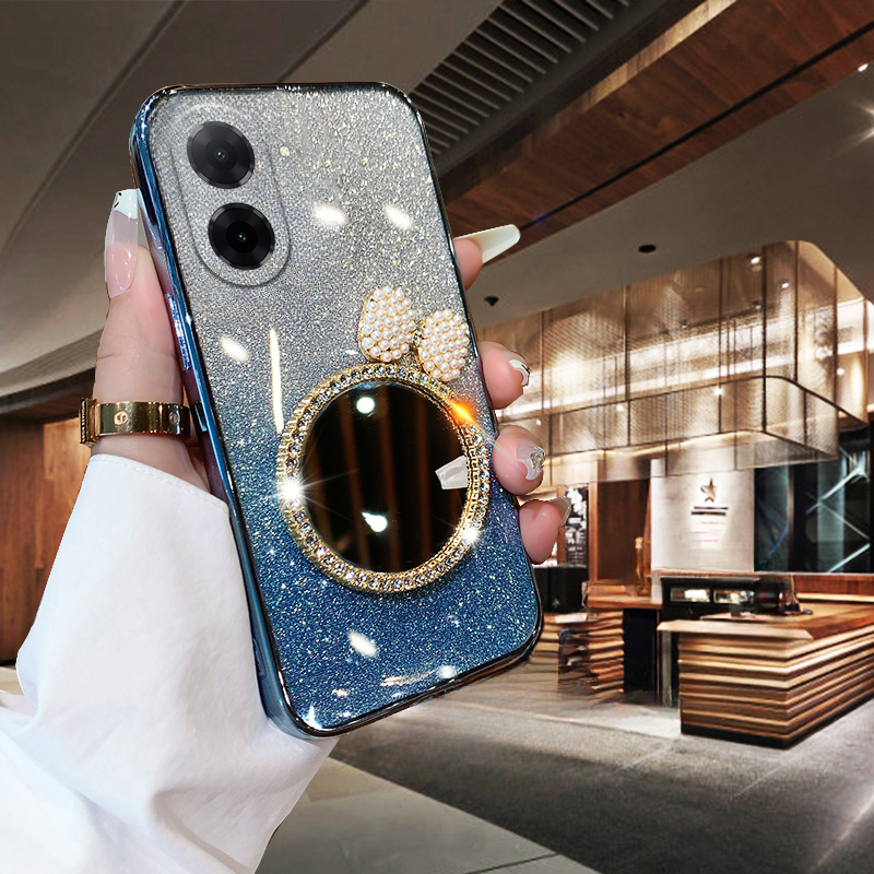 Phone cover Redmi A5 Back case with Bow Makeup Mirror Luxury Shiny Gradient Clear Plating Glitter Girls Slim for Xiaomi Redmi A5 Phone cases.