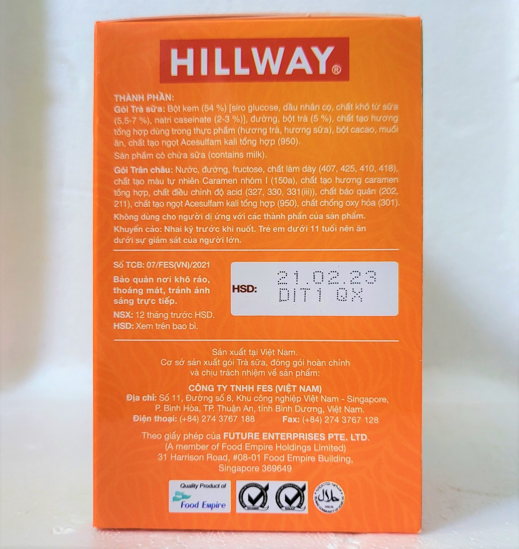[Hộp 416g (8 LY)] TRÀ SỮA TRÂN CHÂU [VN] HILLWAY Bubble Milk Tea (btn-hk)
