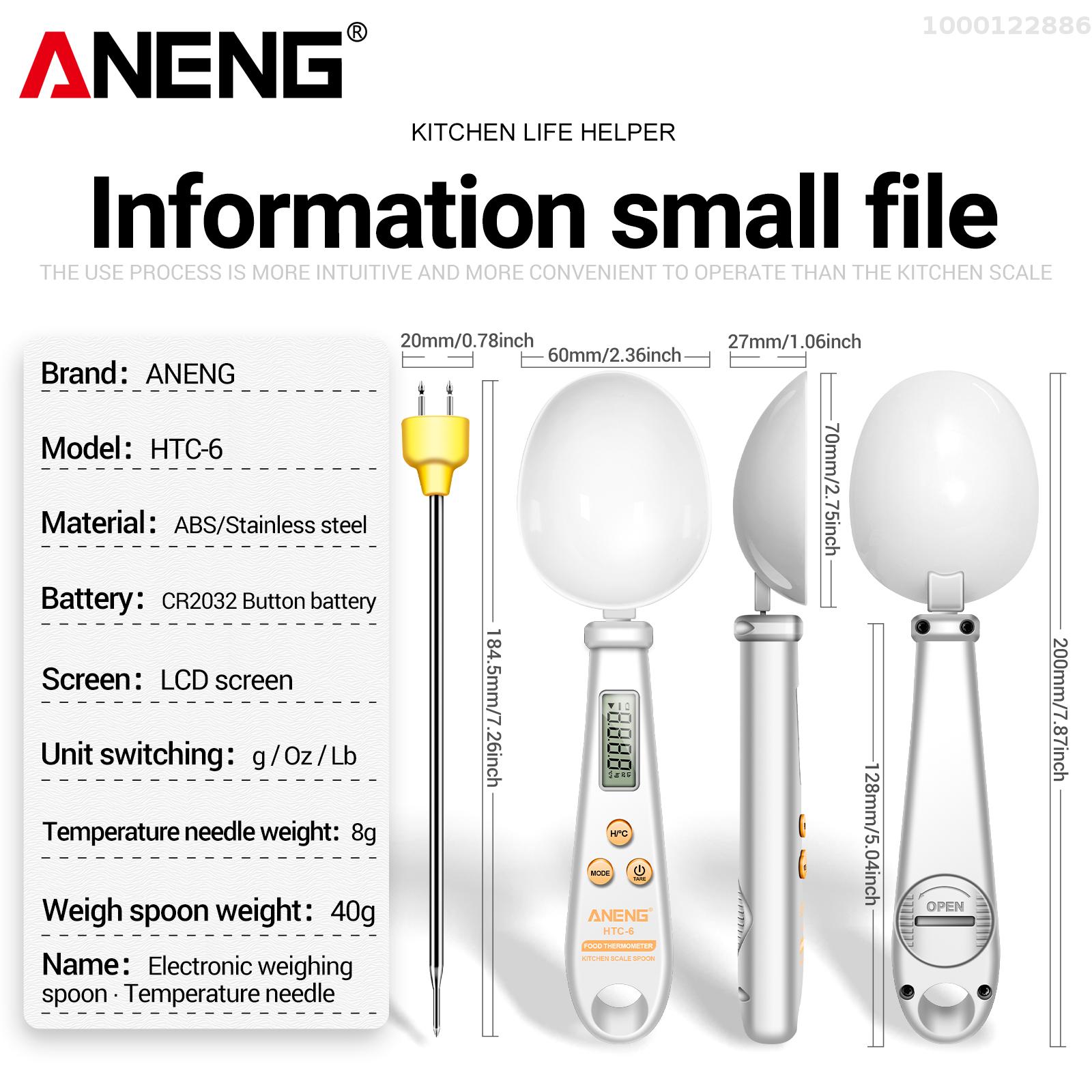 KKmoon ANENG HTC-6 Multifunctional Digital Display 2-in-1 Electronic Scale Measuring Spoon Weighing Gram Meter Measuring Spoon Scale