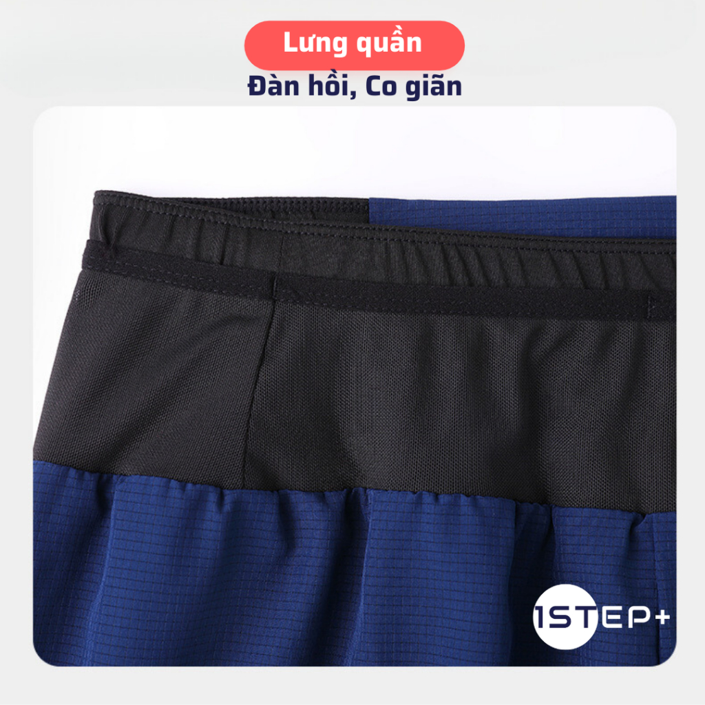 Quần short chạy bộ liền đai 2 lớp OnStep Running