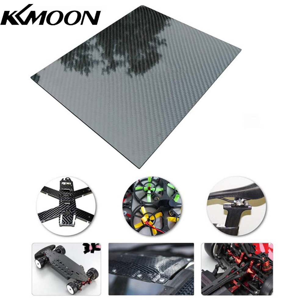 KKmoon Tấm Tấm Sợi Carbon Đầy Đủ 3K Vật Liệu Bảng Máy Bay Mô Hình Độ Bền Kéo Cao Chống Ăn Mòn