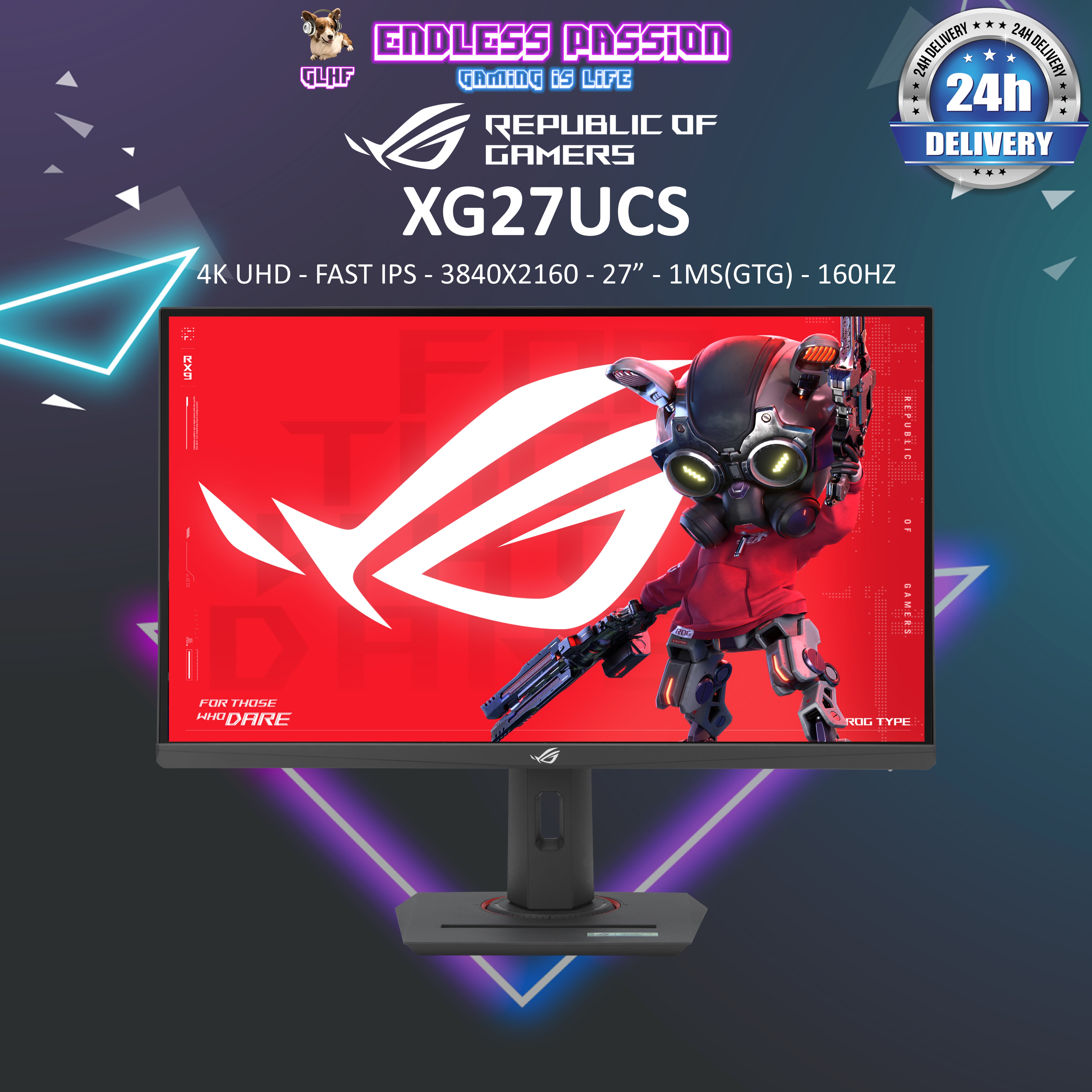 ROG XG27UCS 27インチゲーミングモニター 4K 144Hz以上 ゲーミングブランドのRepublic of Gamersより、超高速160Hz