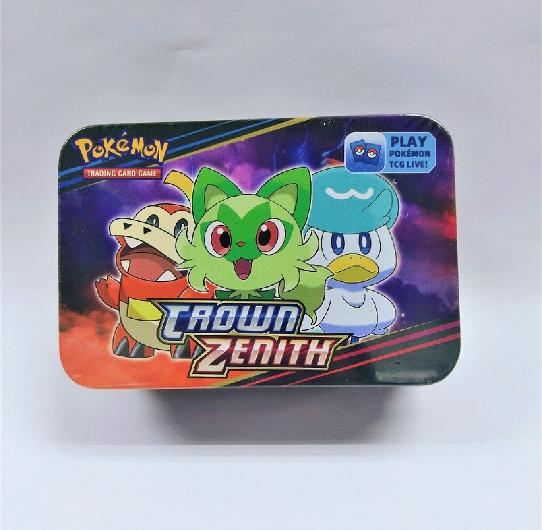 Kids Trading Pokemon Cards Set With Metal Box and 50 Cards Crown Zenith Model Set - A1000. 