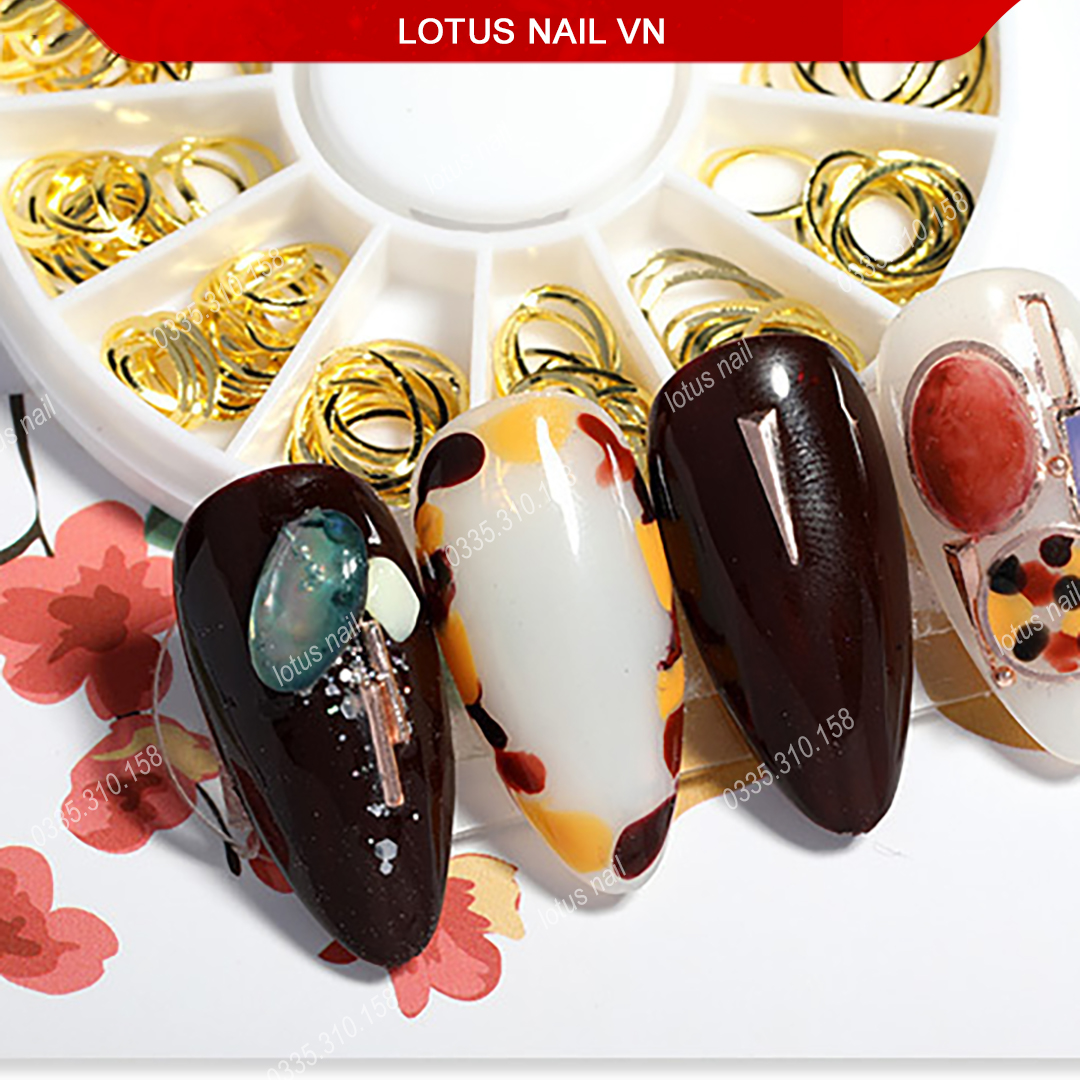 Set phụ kiện charm trang trí móng Hàn Quốc khay tròn