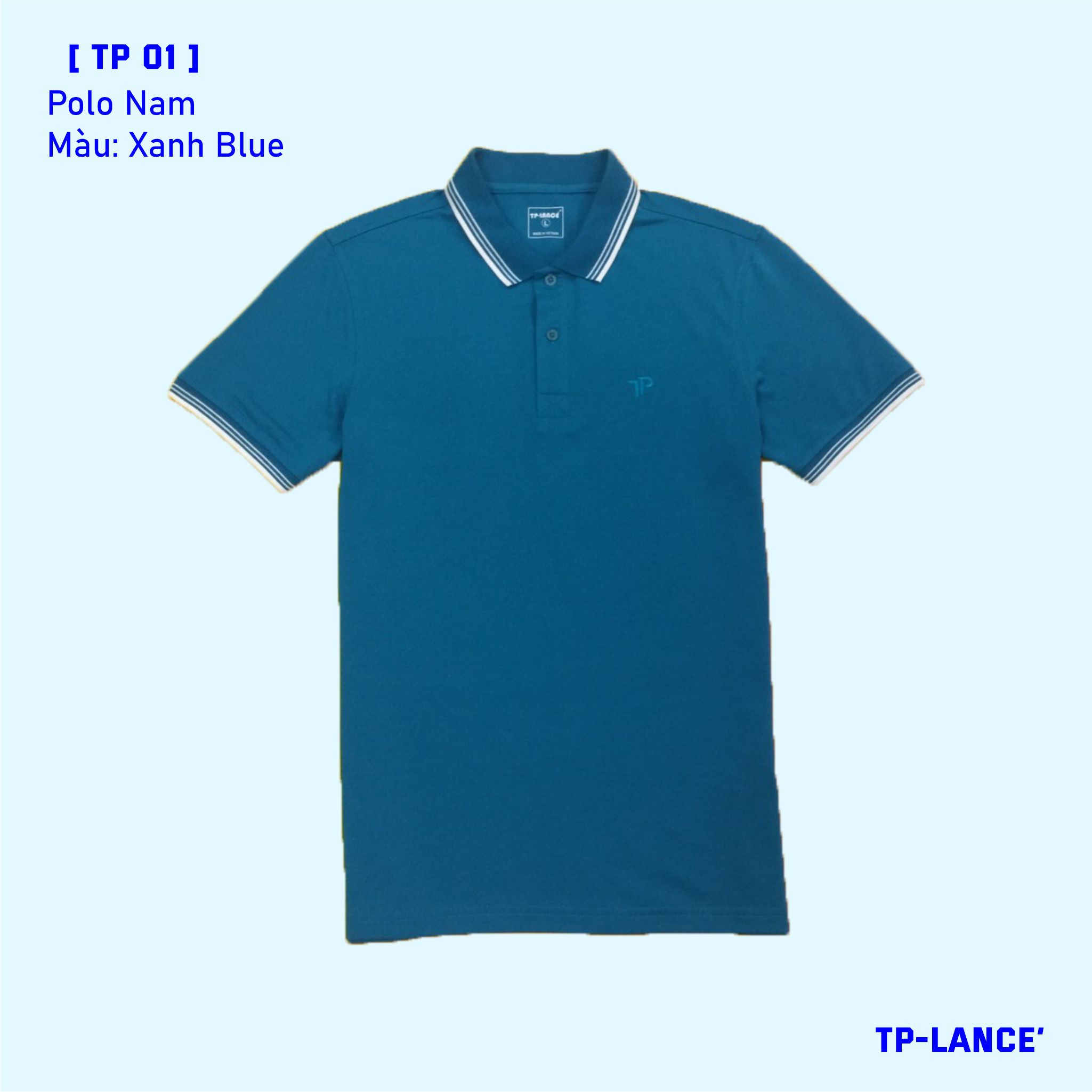 [ MÀU XANH CỔ VỊT ] ÁO POLO CỔ BẺ TP-LANCÉ form Basic, phối bo cổ - chất liệu cotton pha