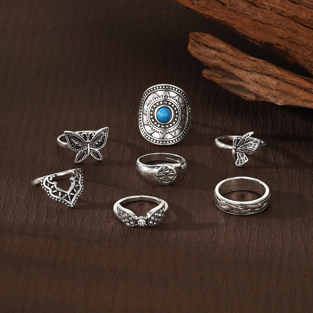 Enacolor%207Pcs/Set%20Retro%20Silver%20Geometric%20Carved%20Butterfly%20Open%20Ring%20Set%20for%20Women,%20Ethnic%20Joint%20Rings%20%20Fashion%20Jewelry%20Accessories%20-%20Image%202