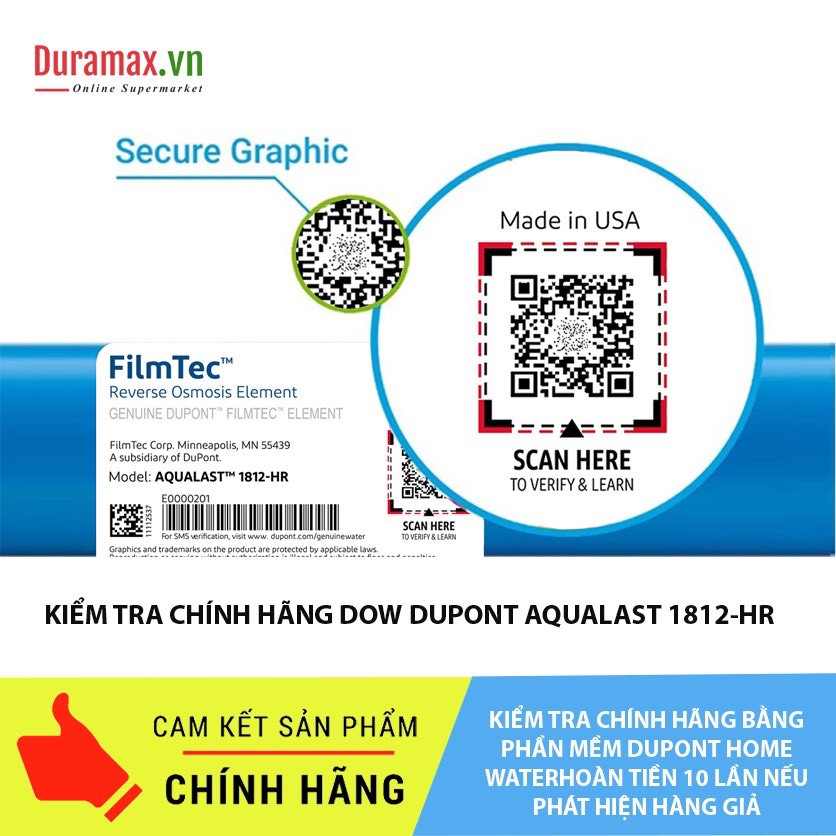 [CHÍNH HÃNG] Màng lọc RO DOW (DUPONT) - AQUALAST 1812-HR