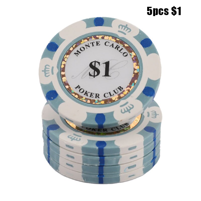 New 5Pcs/Pack Ceramic Poker Chips Set Clay Casino Coins 40Mm Coin Poker Chips Entertainment Dollar Coins
