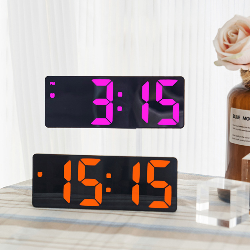 Colorful Led Electronic Alarm Clock 3 Levels Adjustable Brightness Time Date Temperature Display Large Screen Table Clocks