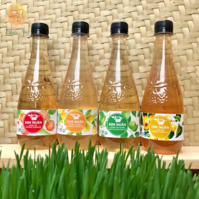 Kim Ngân - Giấm hoa quả lên men 450ml - Fruit Vinegar/Lychee vinegar/Fresh docynia vinegar/jujube vinegar- Thuần Nông- Trộn salad/Làm Nước chấm/Pha chế đồ uống/ Use for cooking as salad, mixing sauces or drinking with honey and sugar