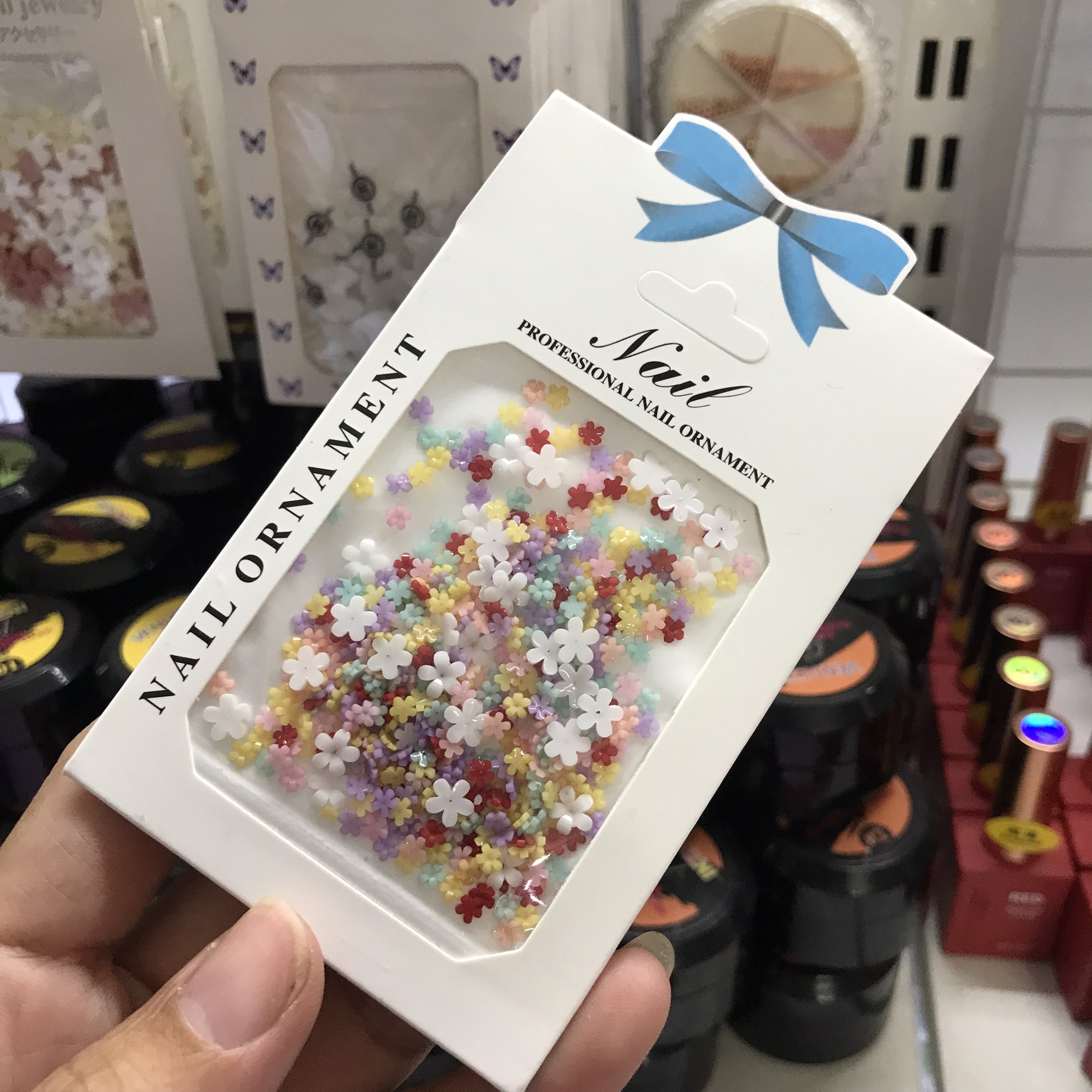 Hoa nhí trang trí Nail, hoa trắng sứ gắn móng Nail - Mix ngọc trai - Hoa đủ màu - Nail 937