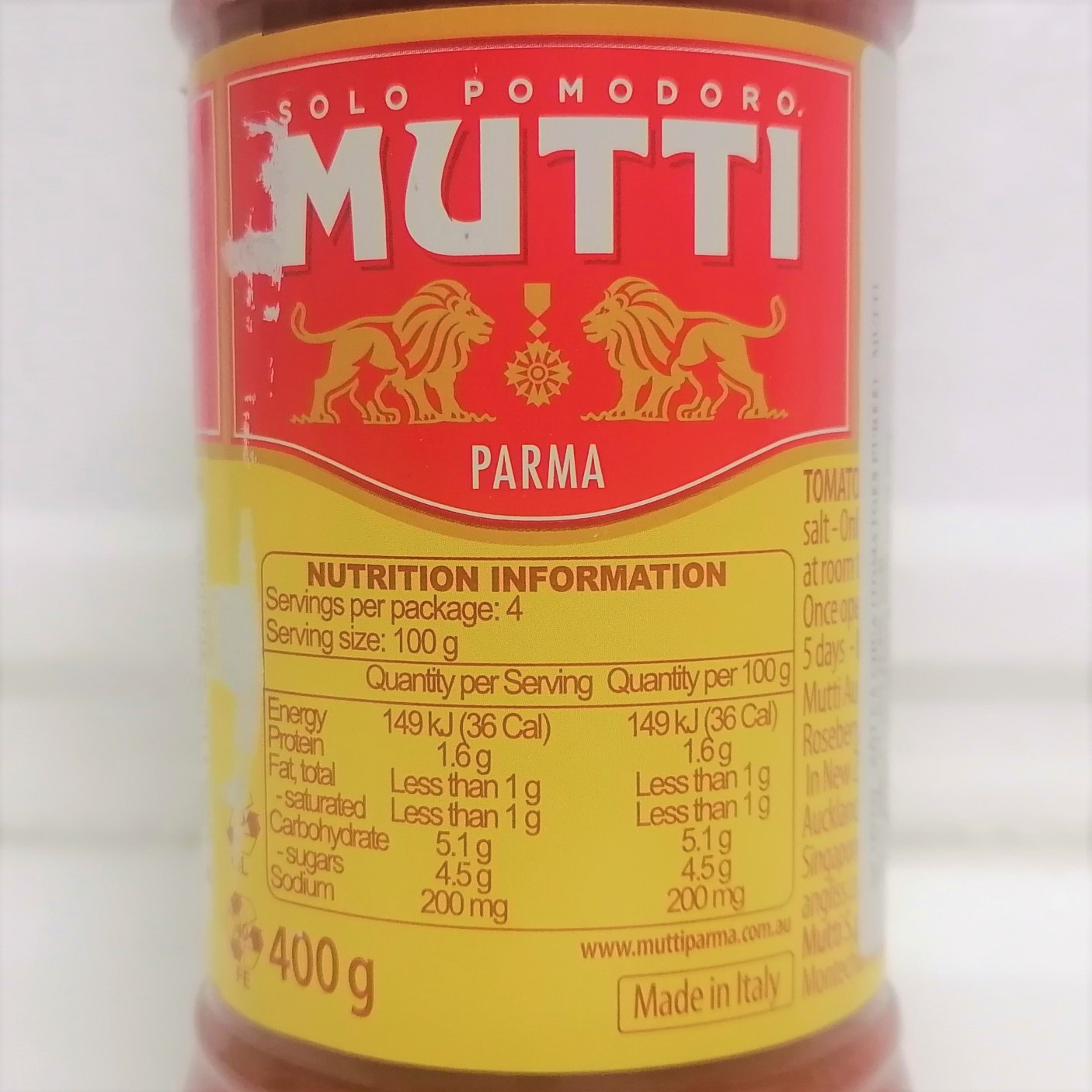 [Chai TT 400g] XỐT CÀ CHUA ĐẬM ĐẶC [Italia] MUTTI Passata Tomatoes Puree