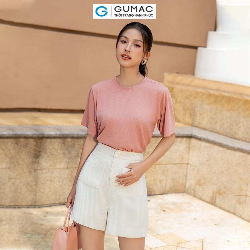 Áo thun croptop trơn thời trang GUMAC ATE05028