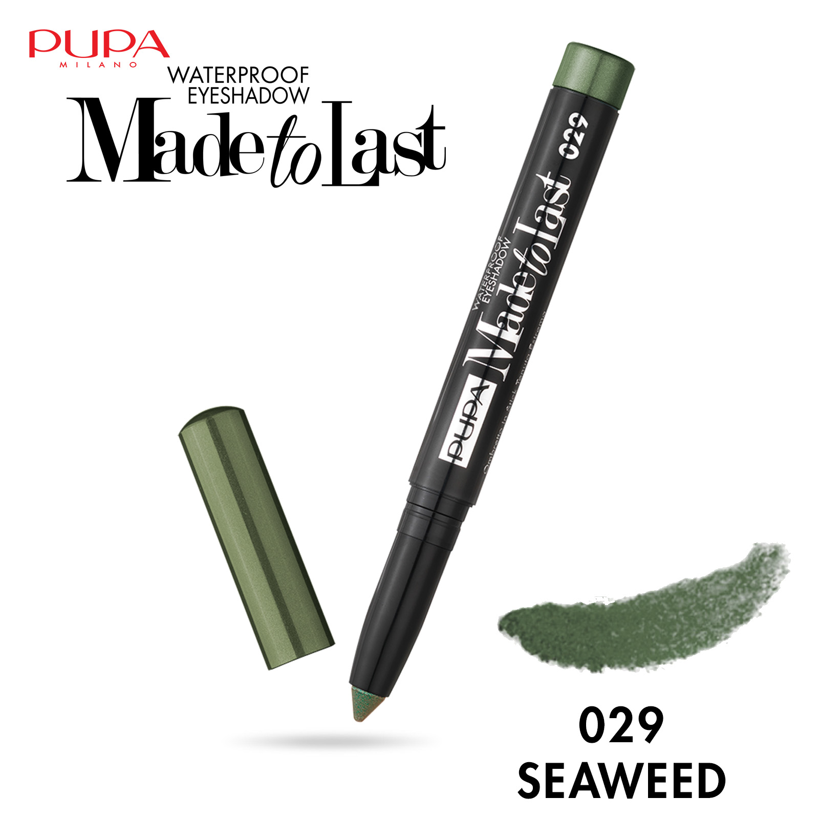 PUPA Made To Last Waterproof Lidschatten – Farbton 042 Vibrant Green, Wasserfest & Langanhaltend