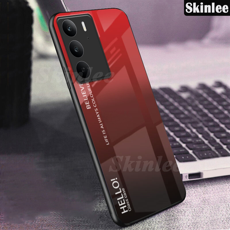 Phone case For Realme C75X Back cover Gradient Tempered Glass Protector Mirror Hard Cover For Realme C75 Cover cases.