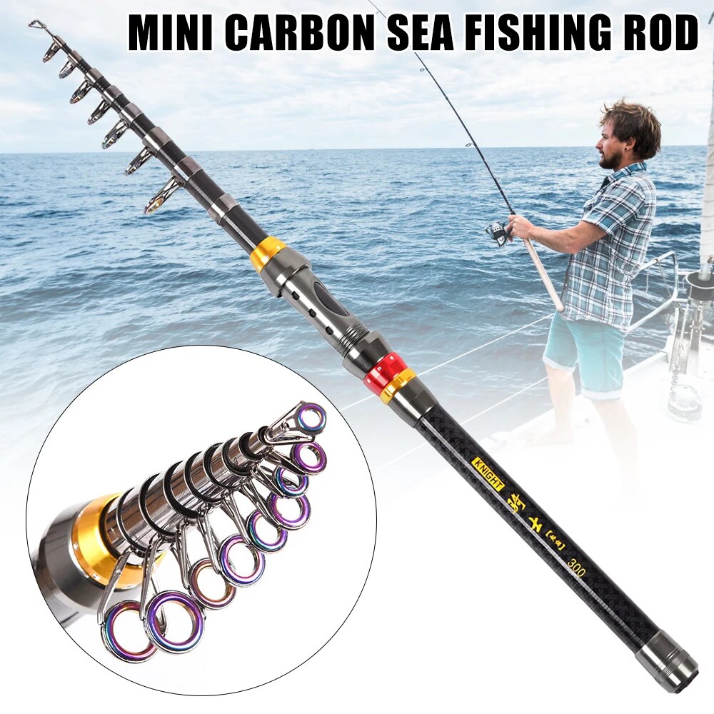 7pk5 Carbon fiber fishing rod, micro telescopic cast fishing rod, 1.8/ 2.1/2.4/2.7/3.0/3.6M rotating ultra light fishing rodFishing Rods