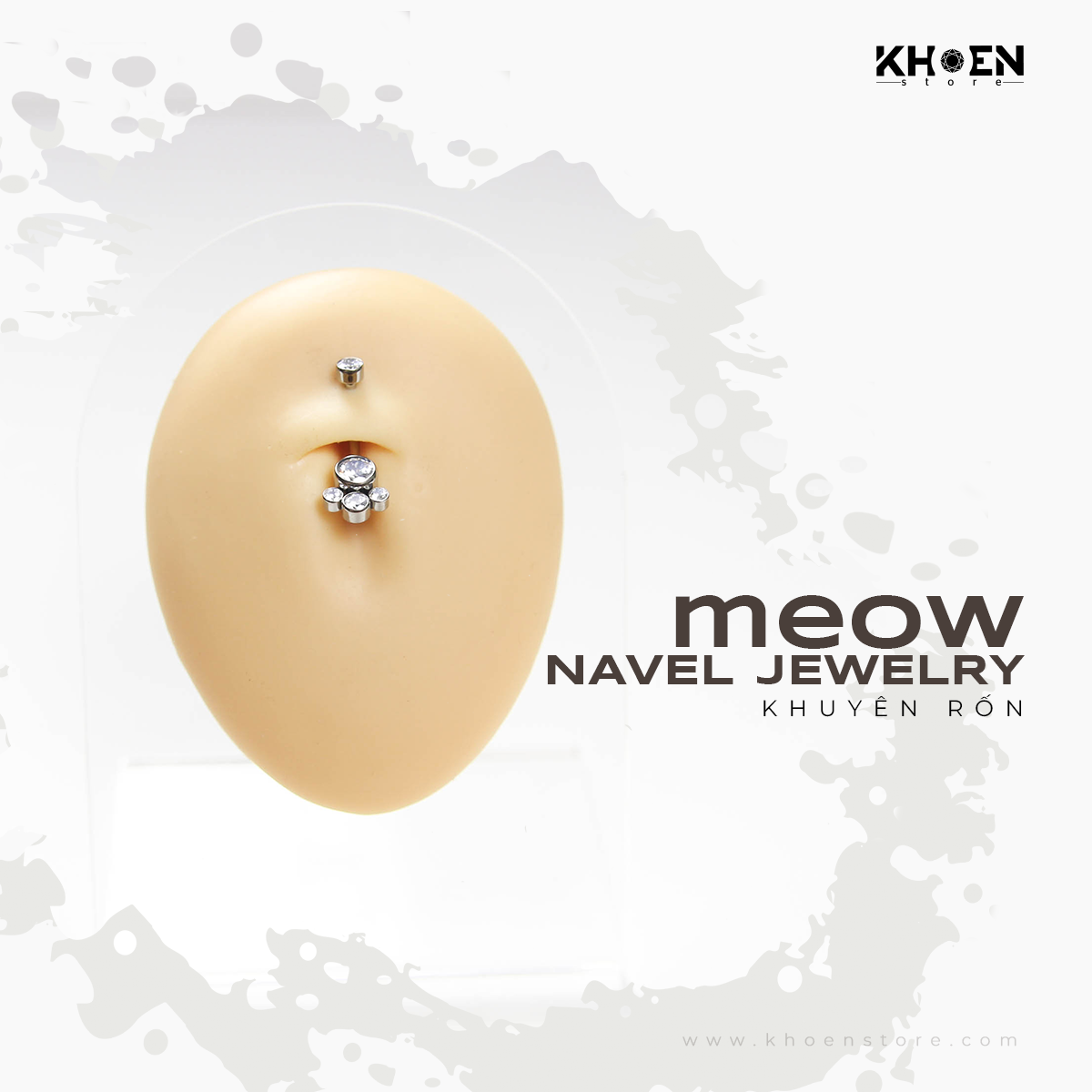 ( 1 chiếc ) Khuyên Rốn chân mèo - Titan - Khoen Store