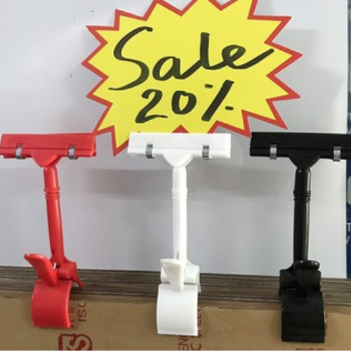 Kẹp quảng cáo V01 - trắng, kẹp wobbler nhựa, kẹp quảng cáo nhựa, kẹp sale, kẹp mica