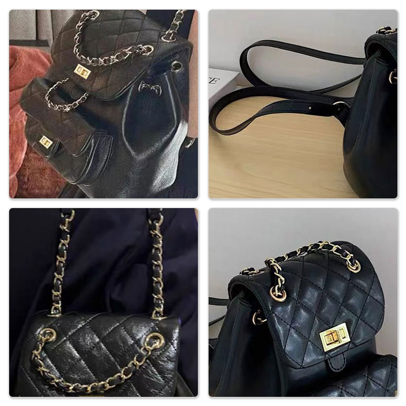 C&K Versatile Backpack Bag Women's Fashion Textured Chain Travel Multi-Purpose Small Backpack Student School Bag
