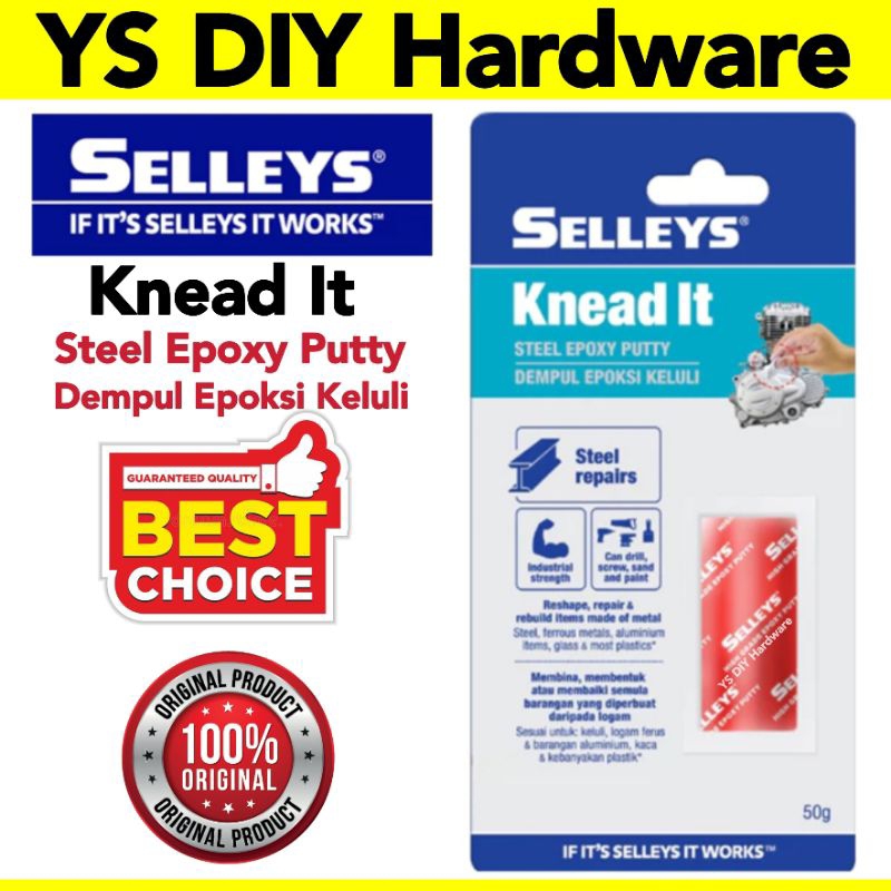 Selleys Knead It Steel Epoxy Putty Dempul Epoksi Keluli 50g Lazada