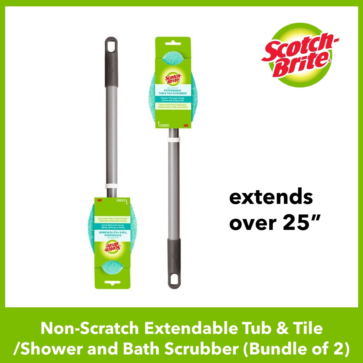 3M ScotchBrite Shower and Bath Scrubber/ NonScratch Extendable Tub