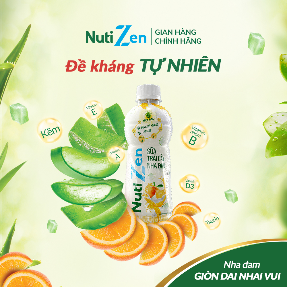 Thức uống trái cây hương cam sữa nha đam Nutizen - Tăng đề kháng, tươi trẻ (Chai 290ml)